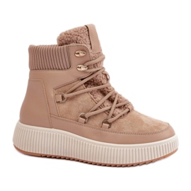 Dámské zateplené sněhule MD9944-7 béžové hnědý