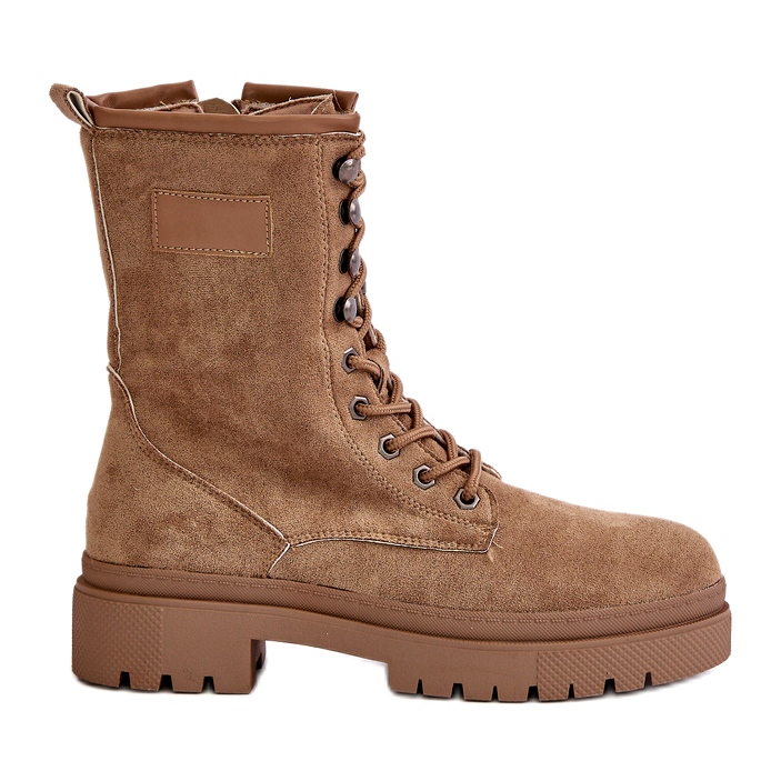 Dámské pracovní boty se zipem z ekologického semiše, tmavě béžová béžový