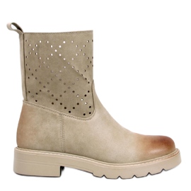 Dámské prolamované kotníkové boty v zelené barvě zelený