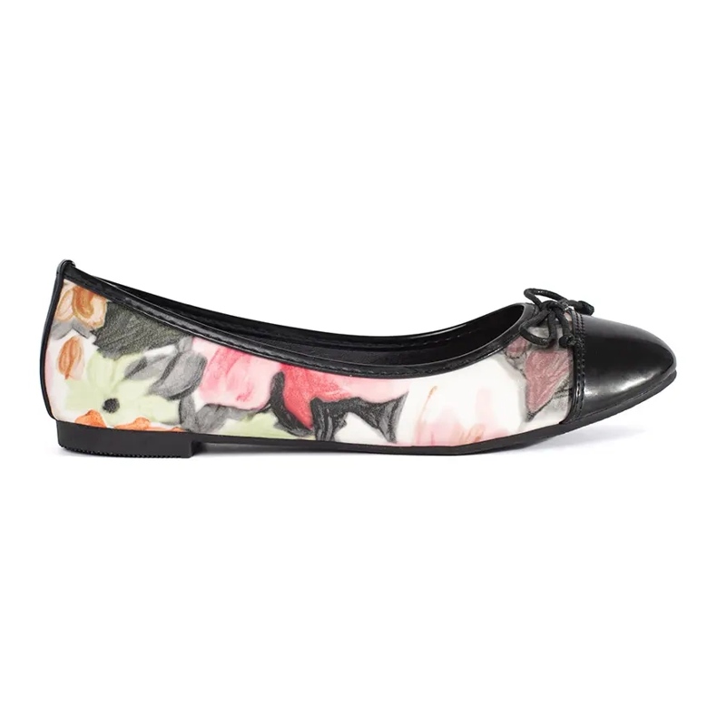 Dámské balerínky s květinami a mašlí černá Dámské balerínky s květinami a mašlí černá
