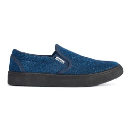 Modré třpytivé slip-on tenisky modrý Modré třpytivé slip-on tenisky modrý