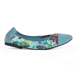 Goodin Balerínky s květinovým vzorem a patentovanou špičkou modrý Goodin Balerínky s květinovým vzorem a patentovanou špičkou modrý