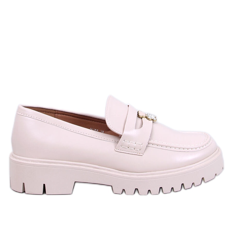 Béžové mokasíny na platformě se zdobením béžový