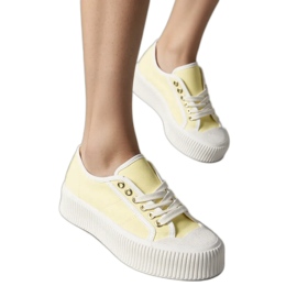 Žluté dámské tenisky na platformě žluť
