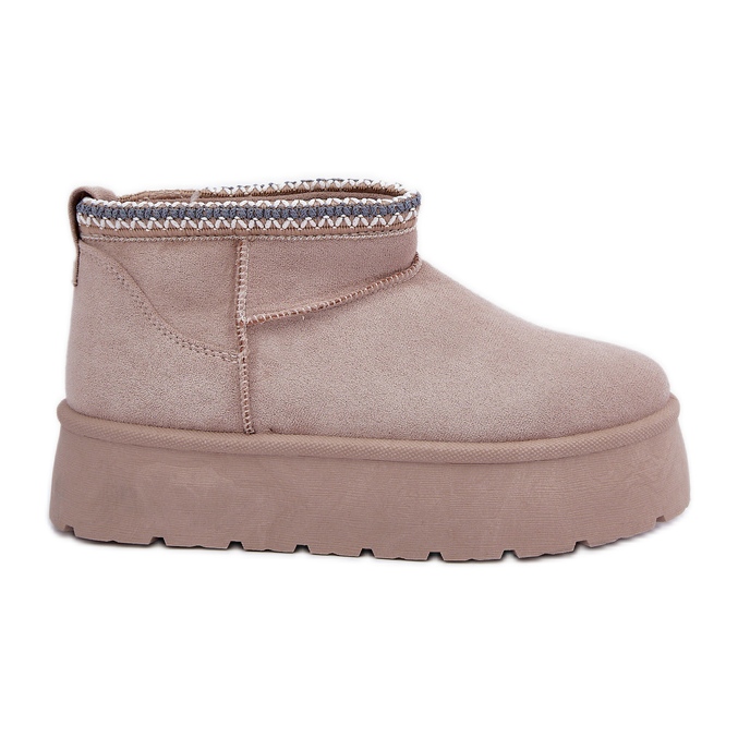 Světle béžové sněhule na platformě s ozdobnou výšivkou béžový Světle béžové sněhule na platformě s ozdobnou výšivkou béžový