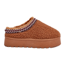 Velbloudí boty na platformě z ovčí kůže s kožešinou hnědý