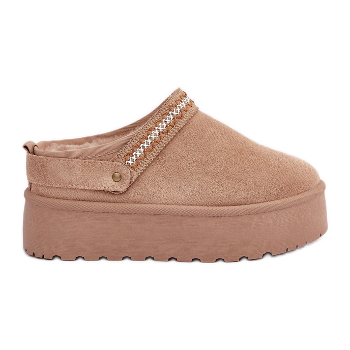 Béžové sněhule s ozdobnou výšivkou béžový