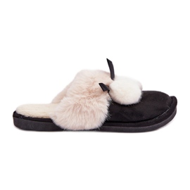 Dámské pantofle s kožíškem, černé černý