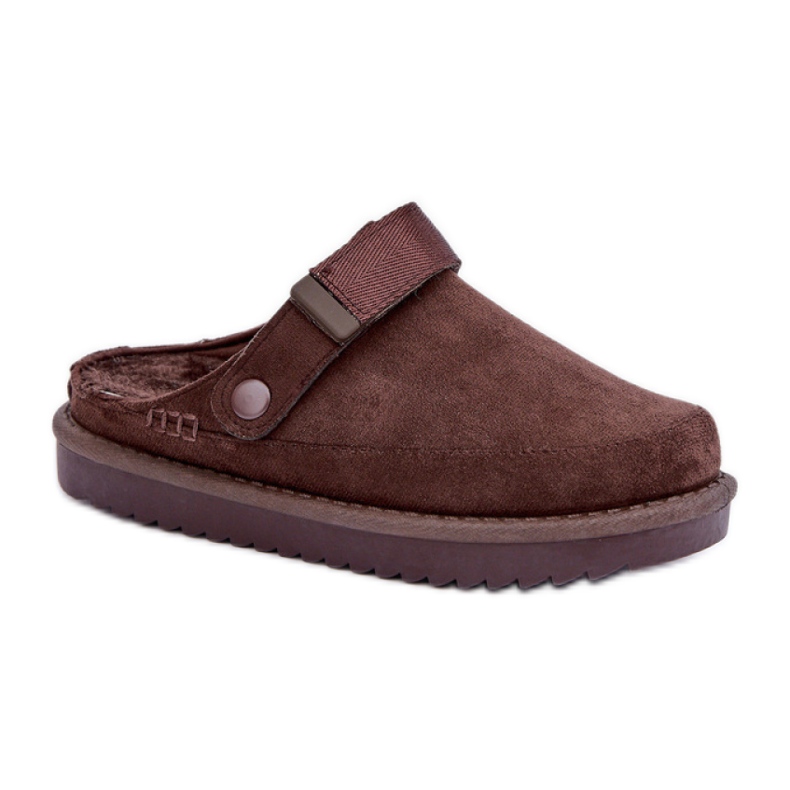 Hnědé dámské pantofle na platformě hnědý Hnědé dámské pantofle na platformě hnědý