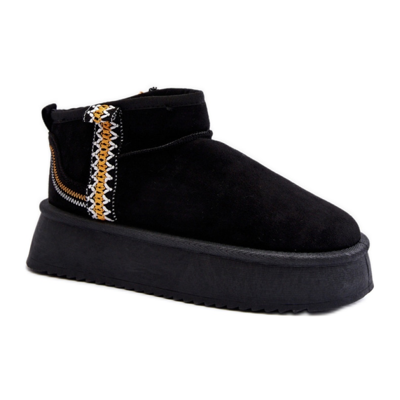 Dámské černé semišové boty do sněhu na platformě černá Dámské černé semišové boty do sněhu na platformě černá