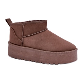 Dámské hnědé semišové boty do sněhu na platformě hnědý