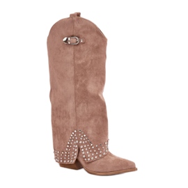 Step in style Boty Model Iveliri LQ-135 Dark Beige - Krok ve stylu béžový Step in style Boty Model Iveliri LQ-135 Dark Beige - Krok ve stylu béžový