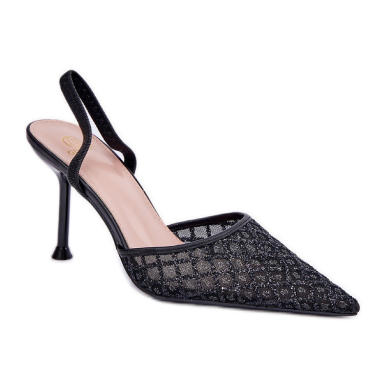 Step in style Model Berilae B1639-202 Black Glitter vysoké podpatky - Krok ve velkém stylu černá