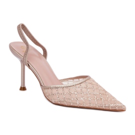 Step in style Model Berilae B1639-202 Gold Glitter vysoké podpatky - Krok ve velkém stylu žluť