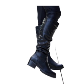 Černé mačkané kozačky Angelico - Solea černá