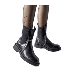 Černé kotníkové boty zdobené zirkony Anastasio - Solea černá