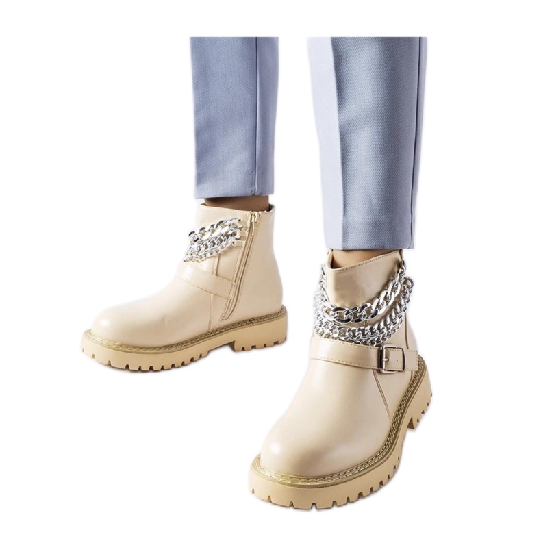 Béžové kotníkové boty s ozdobnými řetízky Mezzavia - Solea béžový