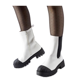 Bílé klasické zateplené Chelsea boty od Porcigatone - Solea bílý