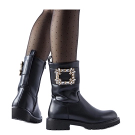 Černé kotníkové boty zdobené zirkony Wagner - Solea černá