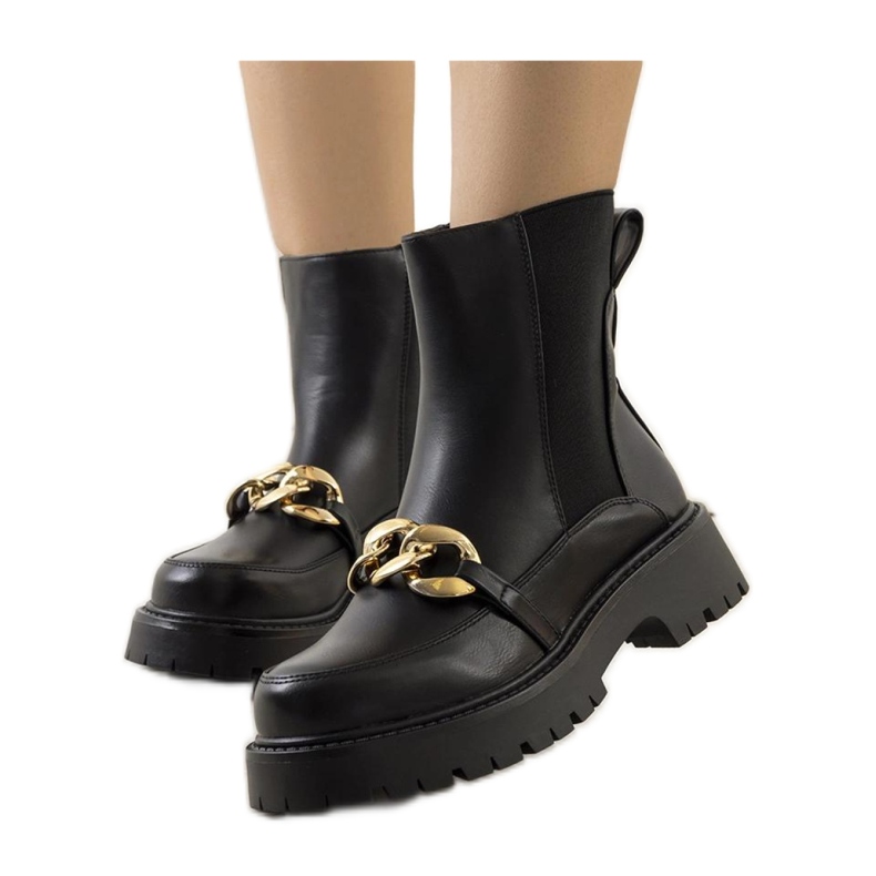 Černé kotníkové boty s vysokou podrážkou Pesa - Solea černá Černé kotníkové boty s vysokou podrážkou Pesa - Solea černá