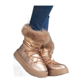 Béžové zateplené sněhule s kožíškem Arilla - Solea béžový Béžové zateplené sněhule s kožíškem Arilla - Solea béžový