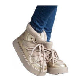 Béžové sněhule na platformě zateplené kožíškem Sapphi - Solea béžový