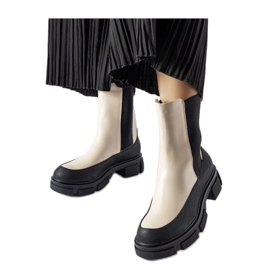 Béžové a černé nazouvací kotníkové boty Faisal - Solea béžový Béžové a černé nazouvací kotníkové boty Faisal - Solea béžový