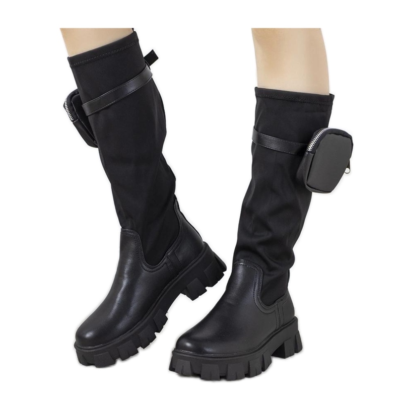 Černé kozačky s taškou Joly - Solea černá Černé kozačky s taškou Joly - Solea černá