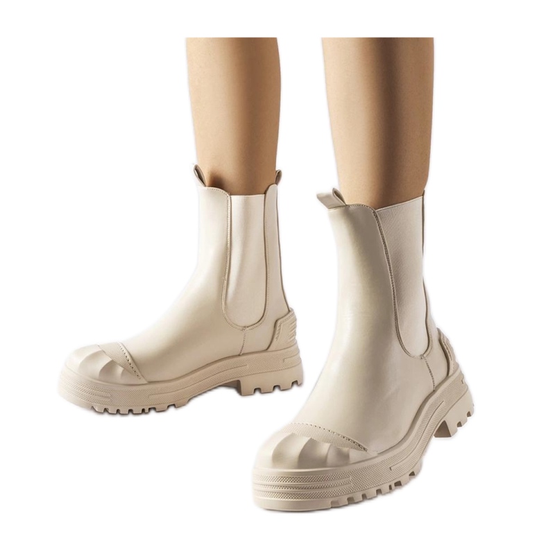 Béžové zateplené masivní kotníkové boty značky Albanese - Solea béžový