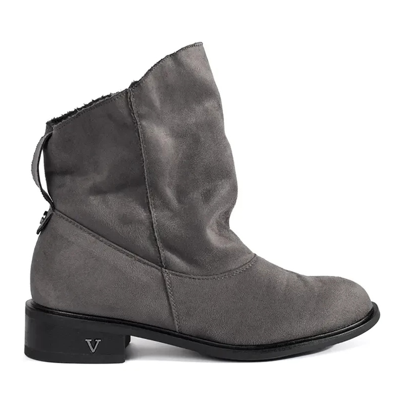 Shelvt Šedé kotníkové boty s nařaseným svrškem šedá Shelvt Šedé kotníkové boty s nařaseným svrškem šedá