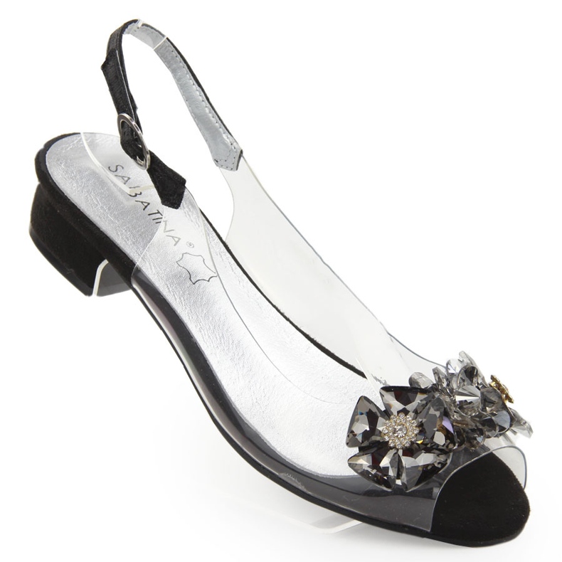 Sabatina Černé transparentní ploché sandály s kamínky od Sabatiny černá Sabatina Černé transparentní ploché sandály s kamínky od Sabatiny černá