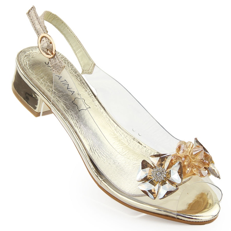 Sabatina Průhledné ploché sandály se zlatými kamínky od Sabatiny