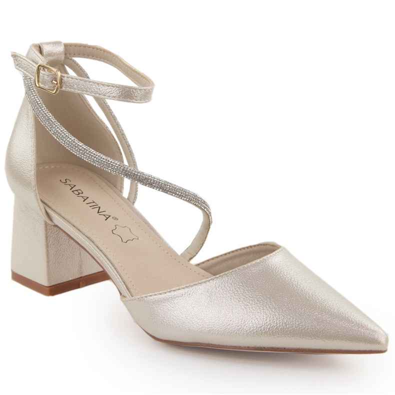 Dámské špičaté sandály se zirkony, zlatá Sabatina zlatý