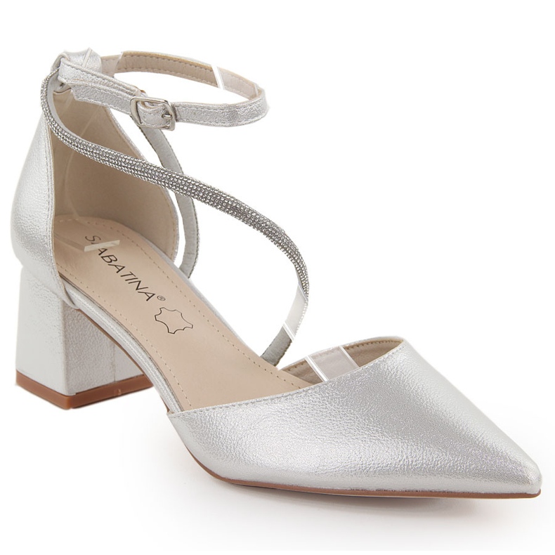 Stříbrné dámské špičaté sandály Sabatina s kubickou zirkony stříbrný