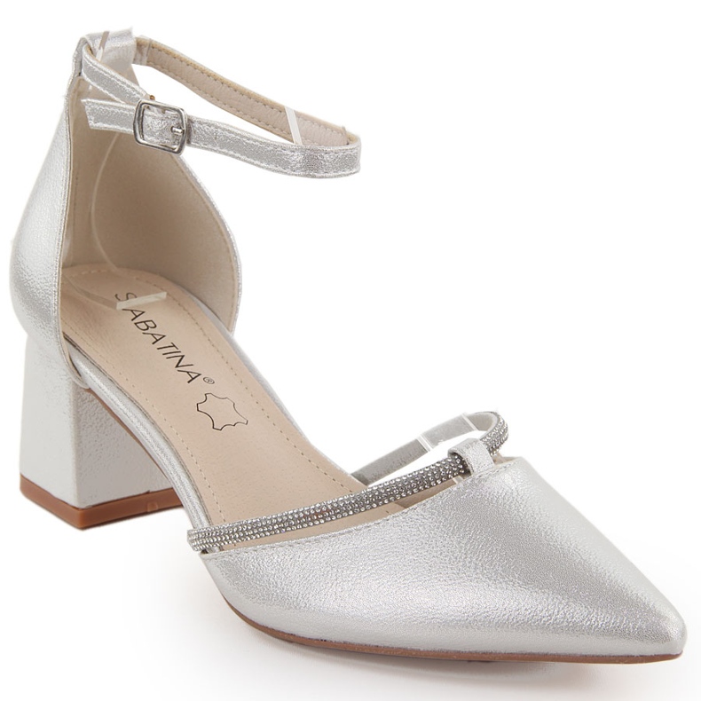 Stříbrné dámské špičaté sandály Sabatina s kubickou zirkony stříbrný Stříbrné dámské špičaté sandály Sabatina s kubickou zirkony stříbrný