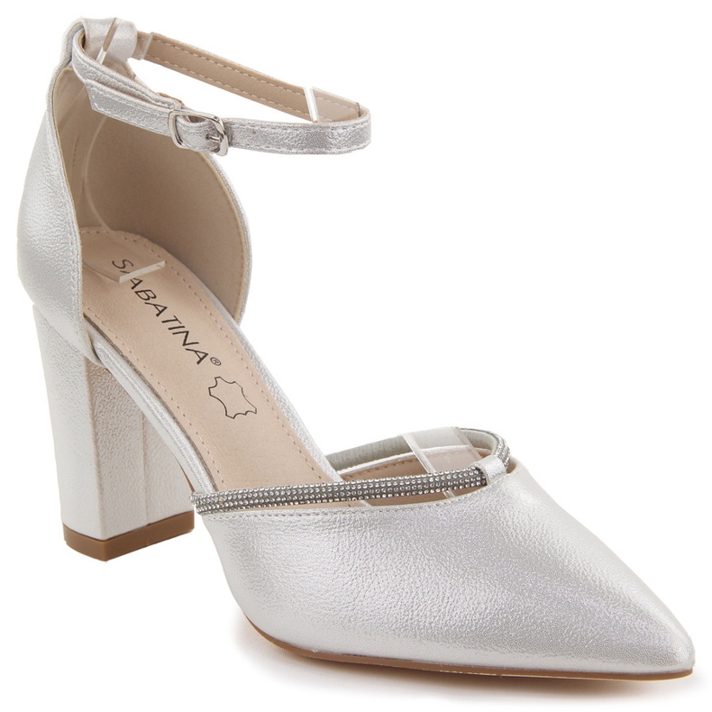 Sabatina Dámské sandály se špičatou špičkou se stříbrnými zirkony