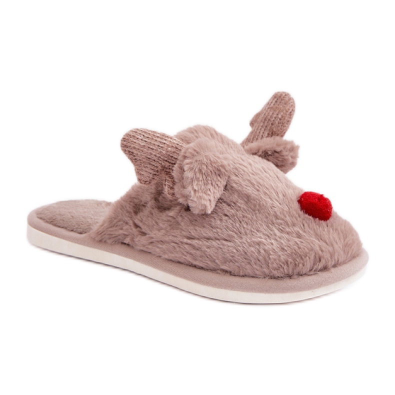 Dámské pantofle s motivem sobů béžový