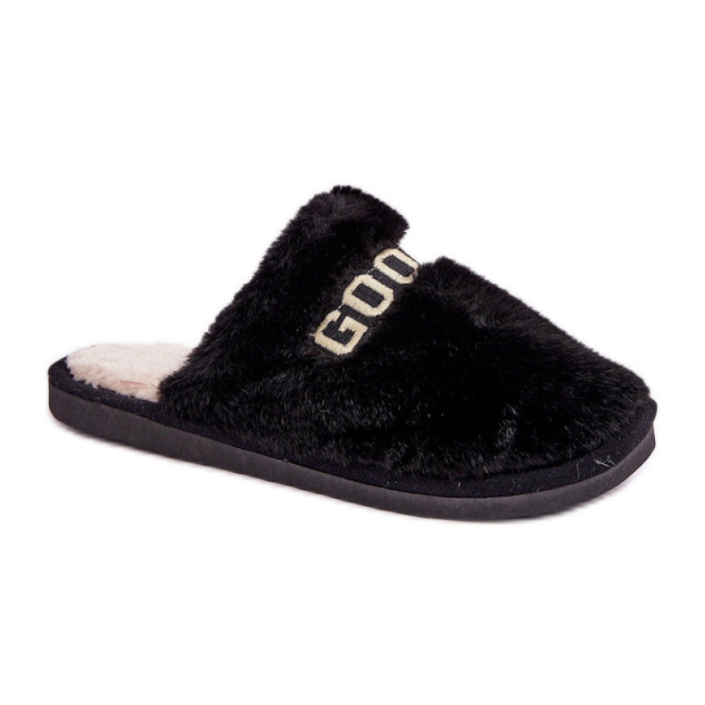 Dámské pantofle z měkké kožešiny černá