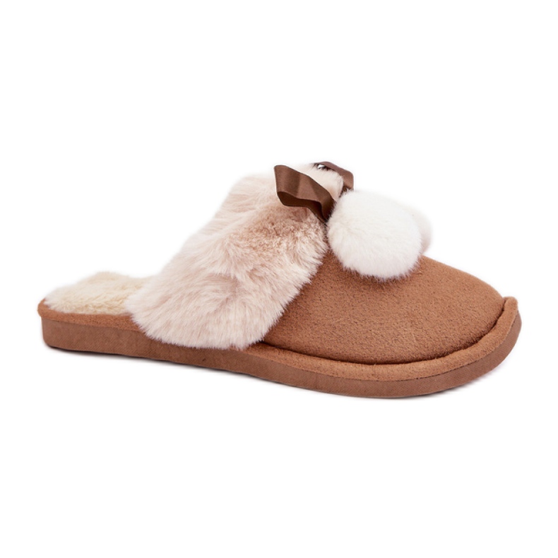 Dámské pantofle s měkkou velbloudí kožešinou hnědý