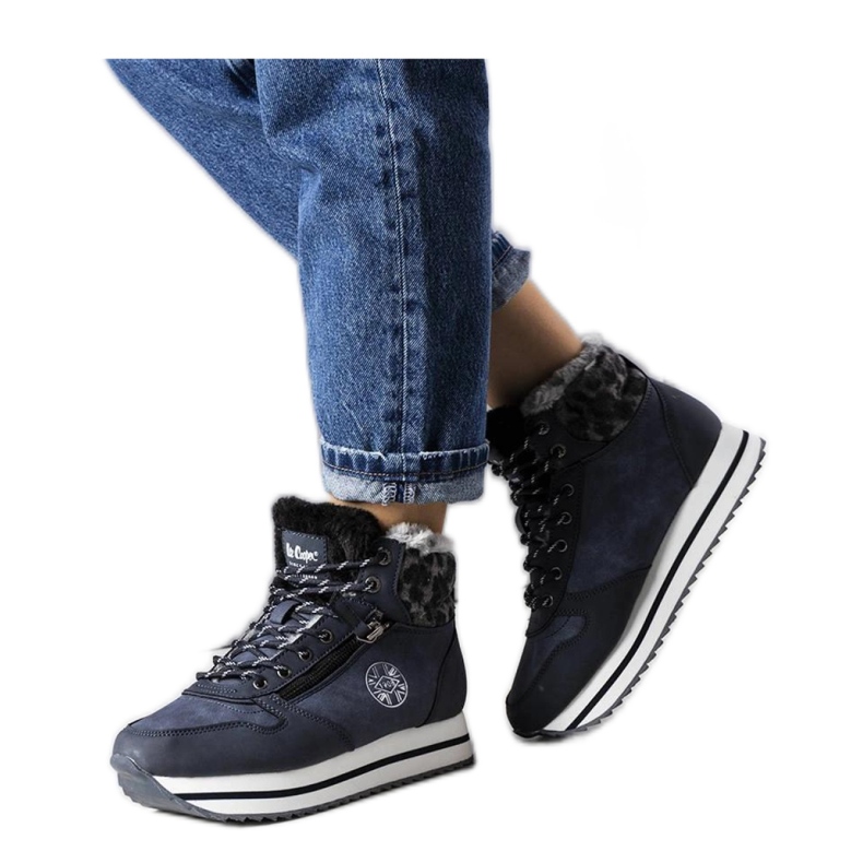 Námořnické modré kozačky LCJ-22-31-1450L Lee Cooper modrý Námořnické modré kozačky LCJ-22-31-1450L Lee Cooper modrý