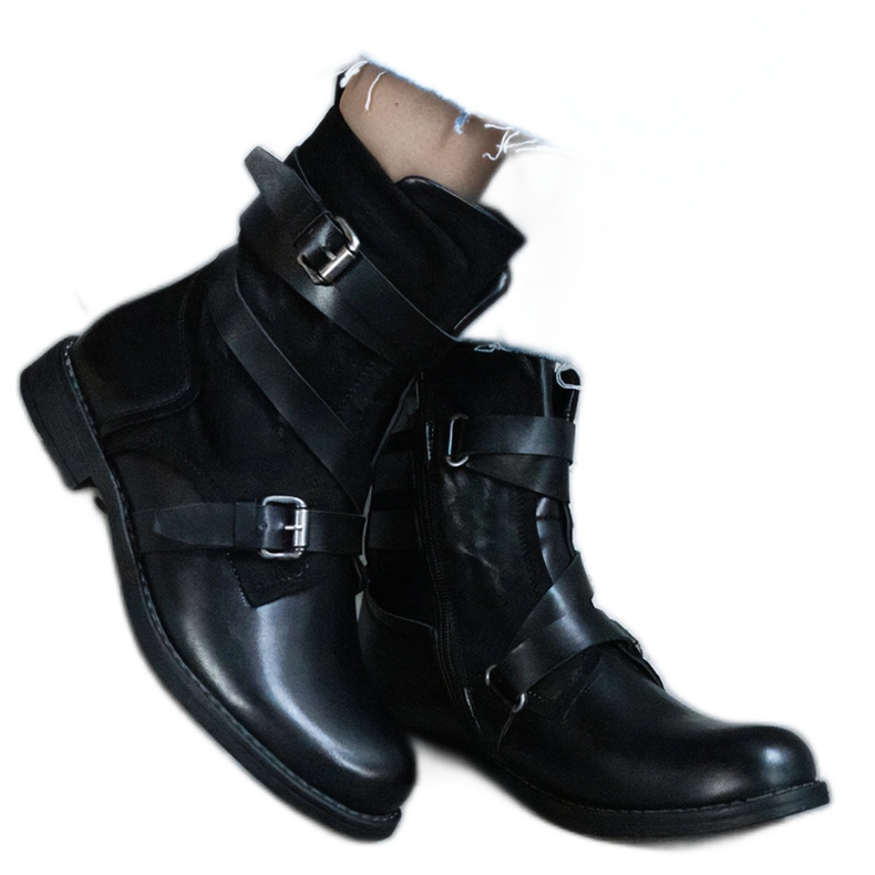 Černé zateplené ploché kozačky černá