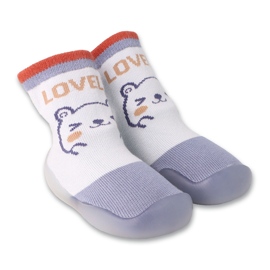 Befado modro/bílé kojenecké botičky s motivem zvířátek 002P081 modrý