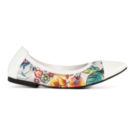 Goodin Květinové balerínky s patentovanou bílou špičkou bílý Goodin Květinové balerínky s patentovanou bílou špičkou bílý