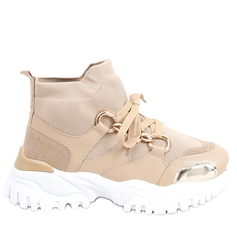 Sneaks tenisky pro béžové kostky/khaki se zlatými dekoracemi béžový Sneaks tenisky pro béžové kostky/khaki se zlatými dekoracemi béžový