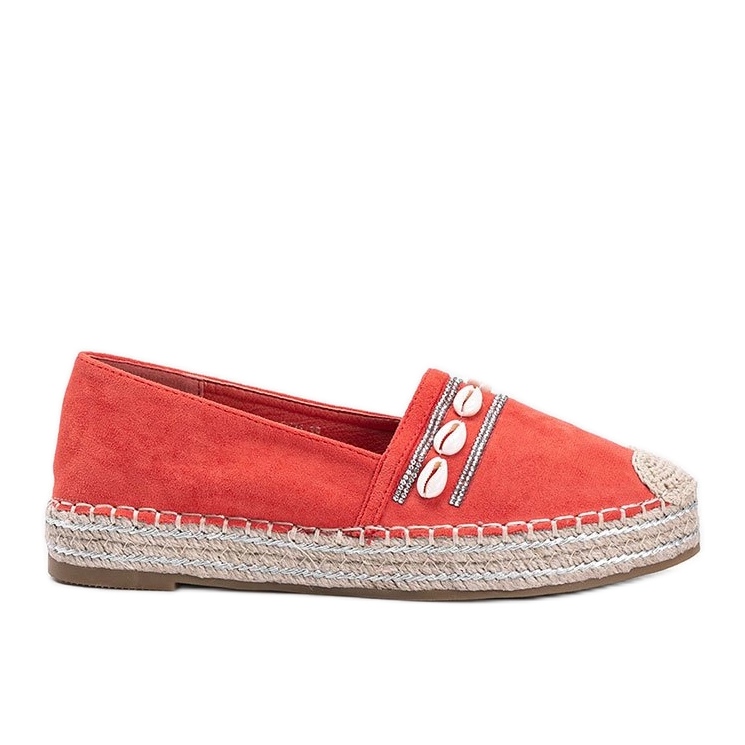 Dámské espadrilles s skořápky a zirkony oranžové oranžový Dámské espadrilles s skořápky a zirkony oranžové oranžový