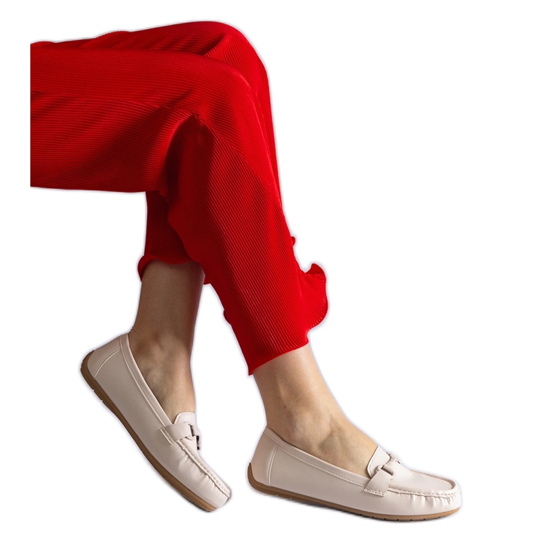 Beige Classic Eco Leather Mokasíny s ozdobou béžový