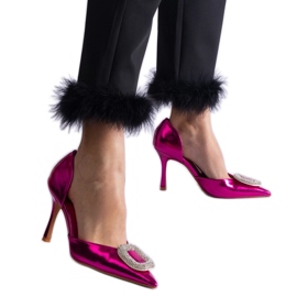 Růžové vysoké podpatky zdobené zirkony růžový Růžové vysoké podpatky zdobené zirkony růžový