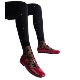 Červené lakované balerínky s páskem červený