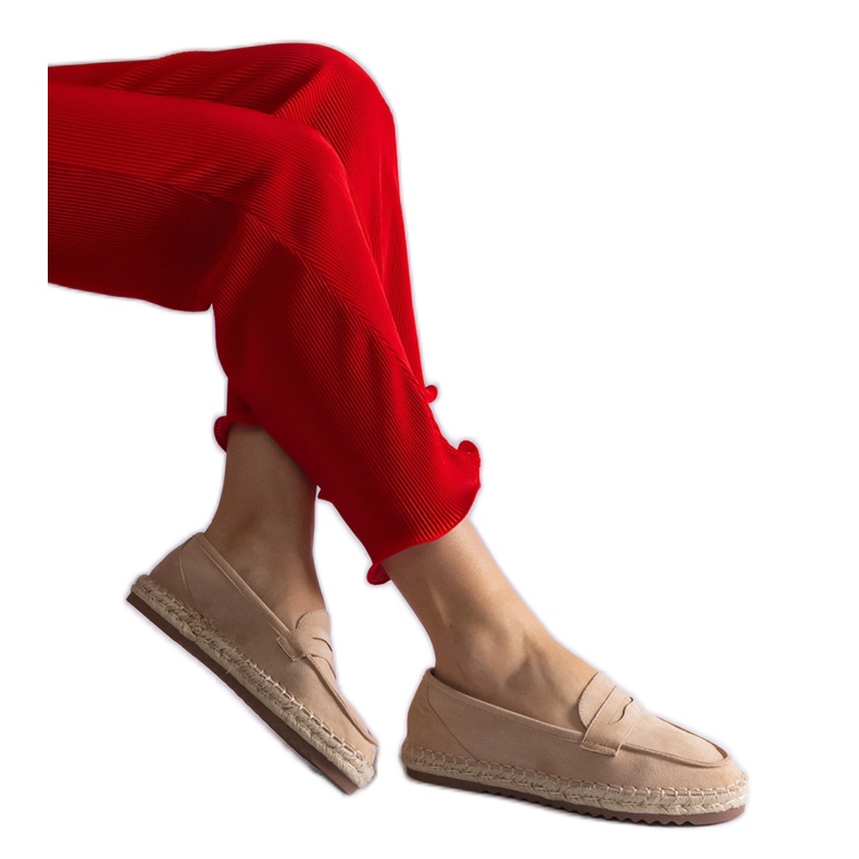 Beige sklouzl espadrilles na platformě béžový Beige sklouzl espadrilles na platformě béžový