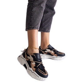 Černé tenisky zdobené zirkonovou šňůrkou černý